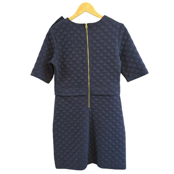 Sail To Sable Textured Navy Blue Short Sleeve Dress With Gold Accents Size 6 - Picture 4 of 5